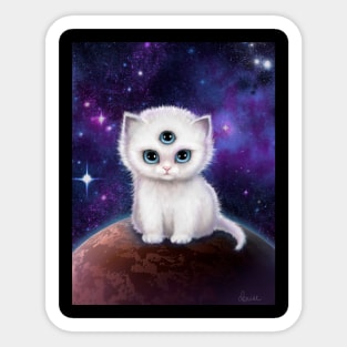 Three Eyed Space Cat Sticker